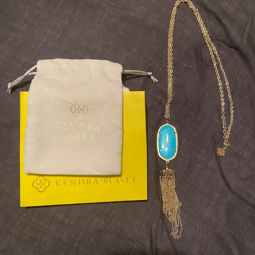 Kendra Scott Gold and Blue Pendant Necklace